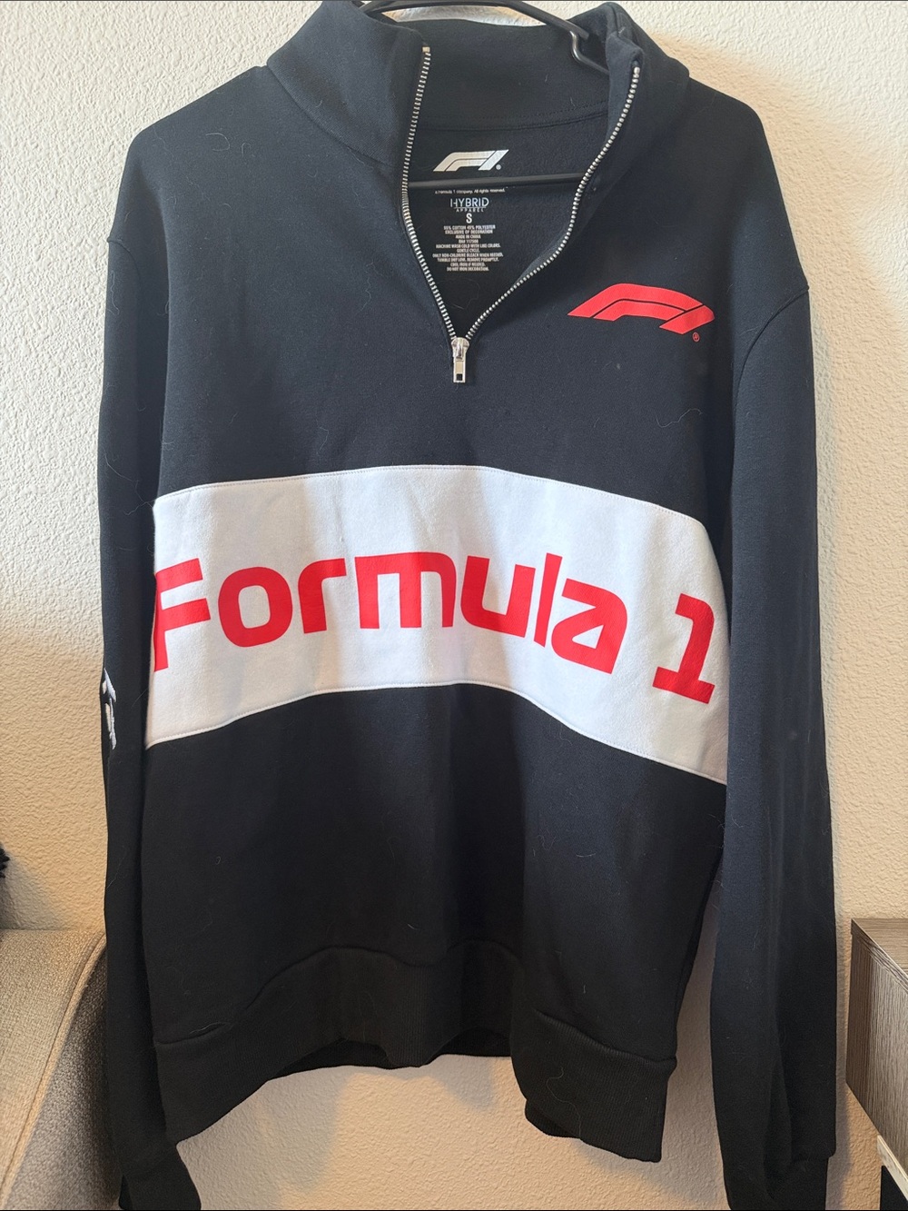 Formula 1 Half‑Zip Pullover Sweater - Black with Red Logo